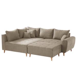 Ecksofa Capstone Microfaser - Microfaser Sole: Taupe - Ottomane davorstehend links - Mit Hocker