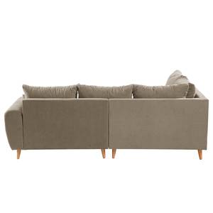 Hoekbank Capstone microvezel - Microvezel Sole: Taupe - Ottomaan vooraanzicht links - Met hocker