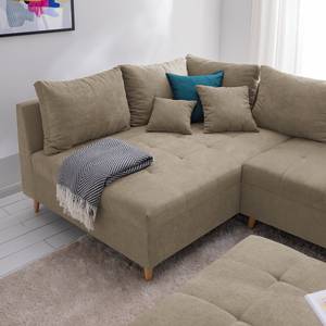 Ecksofa Capstone Microfaser - Microfaser Sole: Taupe - Ottomane davorstehend links - Mit Hocker