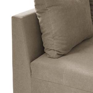 Hoekbank Capstone microvezel - Microvezel Sole: Taupe - Ottomaan vooraanzicht links - Met hocker