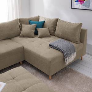 Ecksofa Capstone Microfaser - Microfaser Sole: Taupe - Ottomane davorstehend rechts - Ohne Hocker