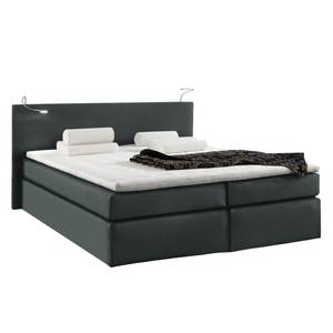 Boxspring Japura inclusief topper - geweven stof - Grafiet - 180 x 200cm