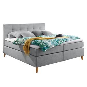 Letto boxspring Campile (con topper) Tessuto - Color grigio chiaro