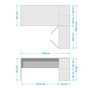 Hoekbureau Annecy zandkleurig eikenhout/wit