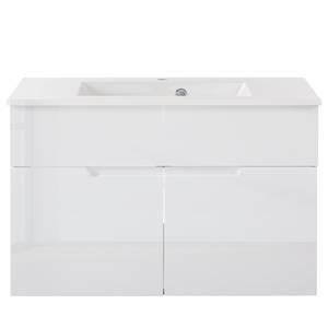 Meuble lavabo Larado Blanc brillant / Blanc