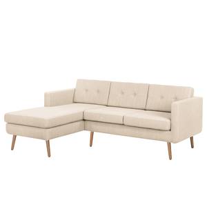 Ecksofa Croom Webstoff - Webstoff Polia: Kaschmir - Longchair davorstehend links - Ohne Hocker