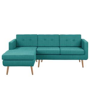 Ecksofa Croom Webstoff - Webstoff Polia: Petrol - Longchair davorstehend links - Ohne Hocker