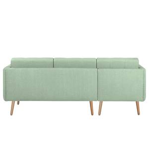 Ecksofa Croom Webstoff Polia: Mintgrau - Longchair davorstehend links - Ohne Hocker