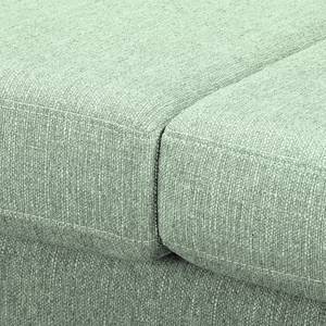 Ecksofa Croom Webstoff Polia: Mintgrau - Longchair davorstehend links - Ohne Hocker