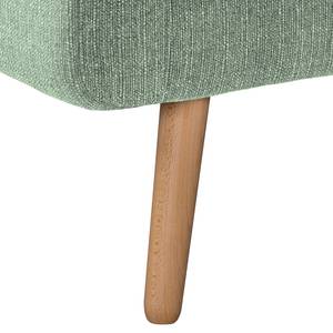 Ecksofa Croom Webstoff Polia: Mintgrau - Longchair davorstehend links - Ohne Hocker