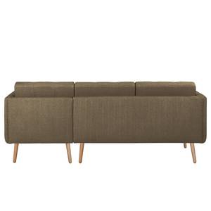 Ecksofa Croom Webstoff - Webstoff Polia: Havanna - Longchair davorstehend rechts - Ohne Hocker