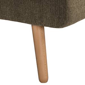 Ecksofa Croom Webstoff - Webstoff Polia: Havanna - Longchair davorstehend rechts - Ohne Hocker