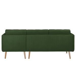 Ecksofa Croom Webstoff - Webstoff Polia: Antikgrün - Longchair davorstehend rechts - Ohne Hocker