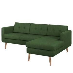 Ecksofa Croom Webstoff - Webstoff Polia: Antikgrün - Longchair davorstehend rechts - Ohne Hocker