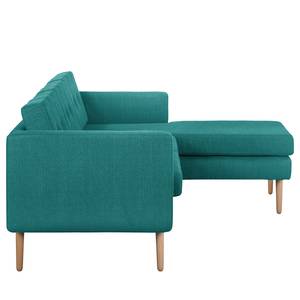 Ecksofa Croom Webstoff - Webstoff Polia: Petrol - Longchair davorstehend rechts - Ohne Hocker