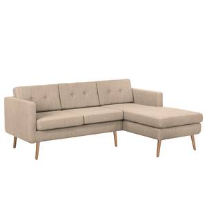 Ecksofa Croom Webstoff - Webstoff Polia: Cappuccino - Longchair davorstehend rechts - Ohne Hocker