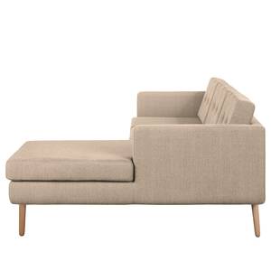 Ecksofa Croom Webstoff - Webstoff Polia: Cappuccino - Longchair davorstehend rechts - Ohne Hocker