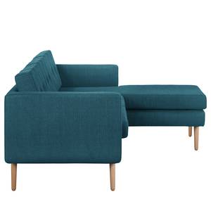 Ecksofa Croom Webstoff - Webstoff Polia: Jeansblau - Longchair davorstehend rechts - Ohne Hocker