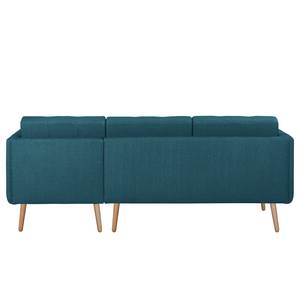 Ecksofa Croom Webstoff - Webstoff Polia: Jeansblau - Longchair davorstehend rechts - Ohne Hocker