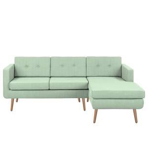 Ecksofa Croom Webstoff - Webstoff Polia: Mintgrau - Longchair davorstehend rechts - Ohne Hocker