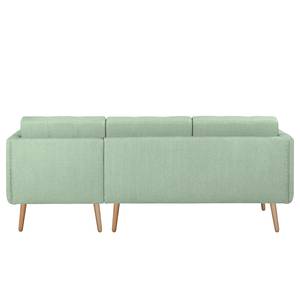 Ecksofa Croom Webstoff - Webstoff Polia: Mintgrau - Longchair davorstehend rechts - Ohne Hocker