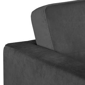 Canapé d’angle Croom Velours - Velours Krysia: Gris foncé - Méridienne courte à gauche (vue de face) - Sans repose-pieds