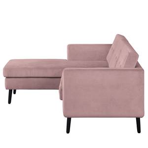 Hoekbank Croom fluweel - Velours Krysia: Mauve - Longchair vooraanzicht links - Zonder hocker