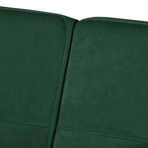 Canapé d’angle Croom Velours - Velours Krysia: Vert foncé - Méridienne courte à droite (vue de face) - Sans repose-pieds