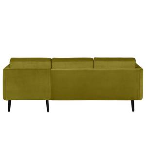 Canapé d’angle Croom Velours - Velours Krysia: Jaune olive - Méridienne courte à droite (vue de face) - Sans repose-pieds