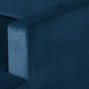 Canapé d’angle Croom Velours - Velours Krysia: Bleu foncé - Méridienne courte à droite (vue de face) - Sans repose-pieds