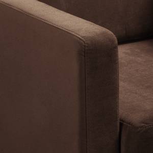 Canapé d’angle Croom Velours - Velours Krysia: Marron - Méridienne courte à droite (vue de face) - Sans repose-pieds