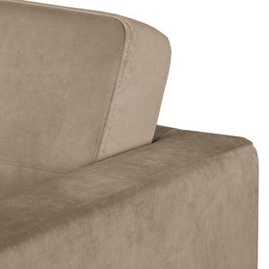 Canapé d’angle Croom Velours - Velours Parmis: Cappuccino - Méridienne courte à droite (vue de face) - Sans repose-pieds