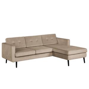 Ecksofa Croom Samt Parmis: Cappuccino - Longchair davorstehend rechts - Ohne Hocker