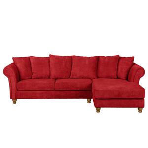 Hoekbank Colares ribfluweel - Rood - Longchair vooraanzicht rechts