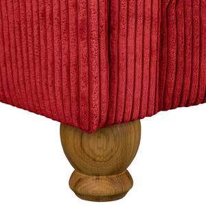 Canapé d'angle Colares Velours côtelé - Rouge - Méridienne courte à droite (vue de face)