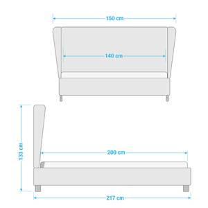 Gestoffeerd bed Monroe fluweel Grijs - 140 x 200cm