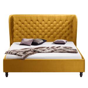 Gestoffeerd bed Monroe fluweel Mosterdgeel - 180 x 200cm