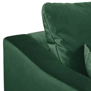 Canapé d'angle Elnora Velours - Vert foncé - Méridienne longue à gauche (vue de face) - Sans repose-pieds