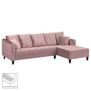 Ecksofa Elnora Samt - Mauve - Ottomane davorstehend rechts - Ohne Hocker