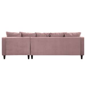 Ecksofa Elnora Samt - Mauve - Ottomane davorstehend rechts - Mit Hocker