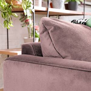 Ecksofa Elnora Samt - Mauve - Ottomane davorstehend rechts - Mit Hocker