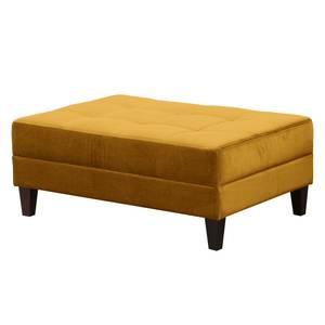 Pouf repose-pieds Elnora Velours - Jaune moutarde