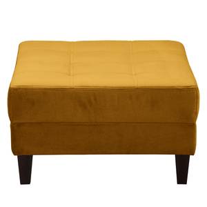 Pouf repose-pieds Elnora Velours - Jaune moutarde