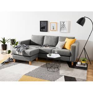 Ecksofa MAISON 2-Sitzer mit Longchair Webstoff - Webstoff Inas: Platin - Longchair davorstehend links