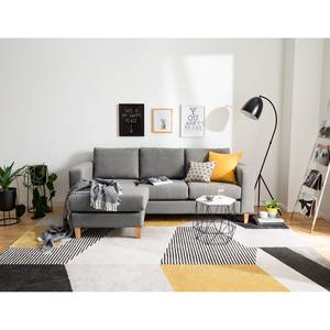 Ecksofa MAISON 2-Sitzer mit Longchair Webstoff - Webstoff Inas: Platin - Longchair davorstehend links