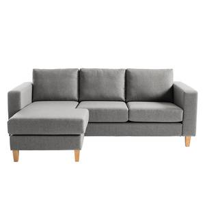 Ecksofa MAISON 2-Sitzer mit Longchair Webstoff - Webstoff Inas: Platin - Longchair davorstehend links