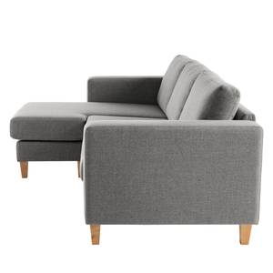 Ecksofa MAISON 2-Sitzer mit Longchair Webstoff - Webstoff Inas: Platin - Longchair davorstehend links