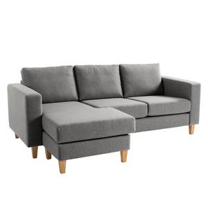 Ecksofa MAISON 2-Sitzer mit Longchair Webstoff - Webstoff Inas: Platin - Longchair davorstehend links