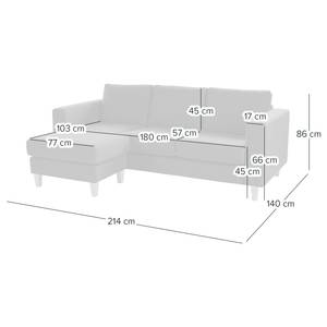 Hoekbank MAISON 2-zits + longchair geweven stof - Geweven stof Inas: Platinakleurig - Longchair vooraanzicht links