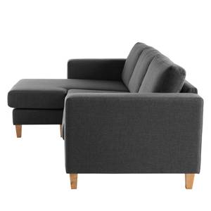 Ecksofa MAISON 2-Sitzer mit Longchair Webstoff - Webstoff Inas: Dunkelgrau - Longchair davorstehend links